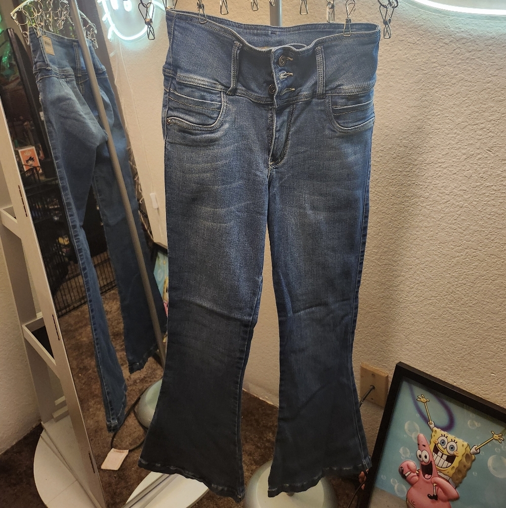 💝💝💝colombian Brand High Waist Dark Wash Flared Jeans💝💝💝